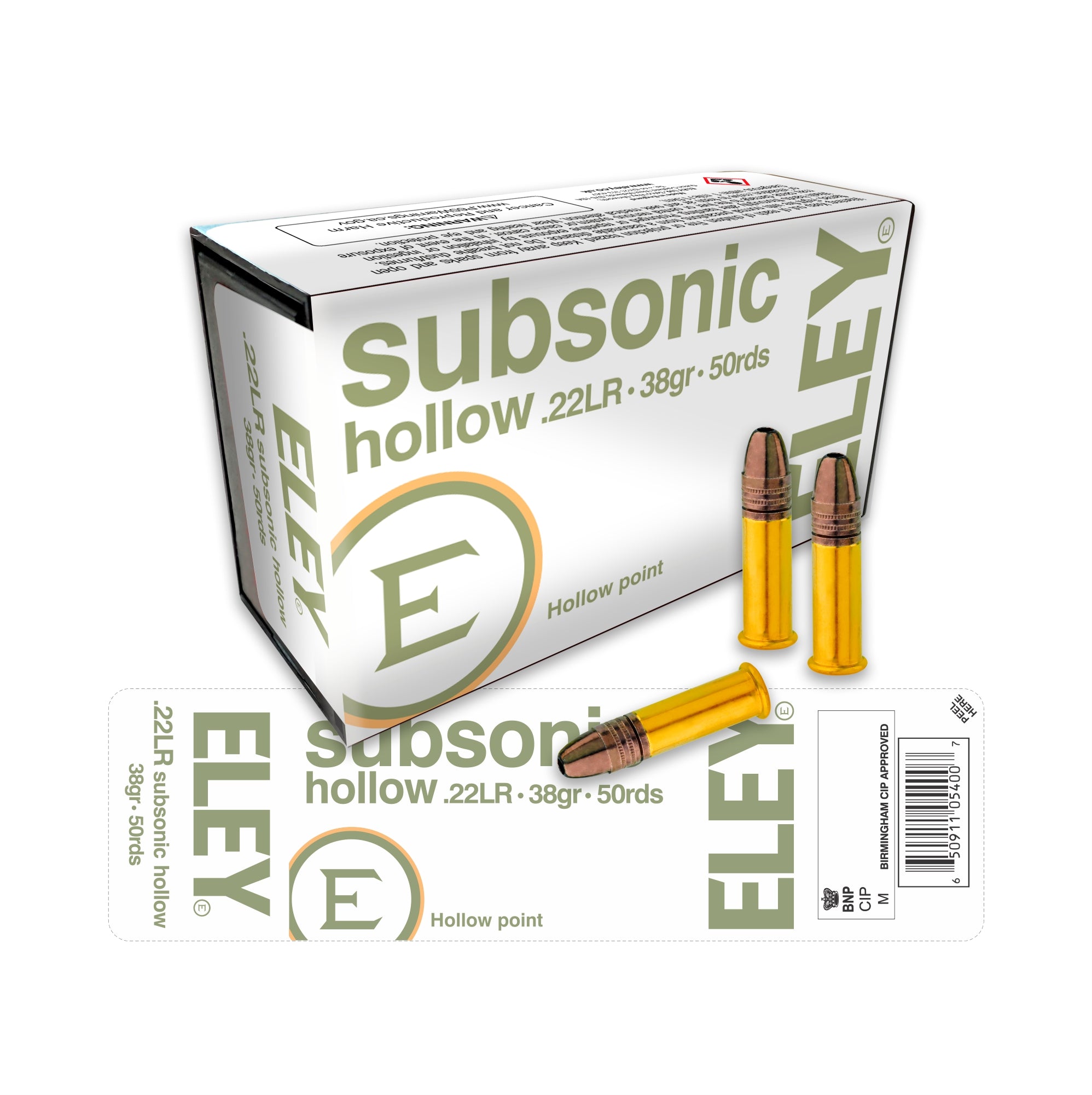 Subsonic hollow point .22lr Rimfire Cartridges