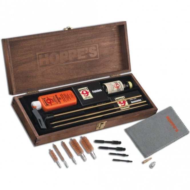 Hoppes Deluxe Gun Cleaning Kit With Wood Storage Case
