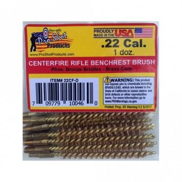 Pro-Shot 22R .22cal Rimfire Bronze Brush-Dozen Pack
